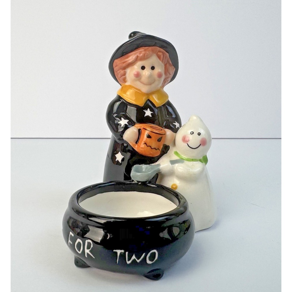 Pumkin Pals Brew For‎ Two Sandy Gore Candle Votive Holder Halloween Witch Ghost